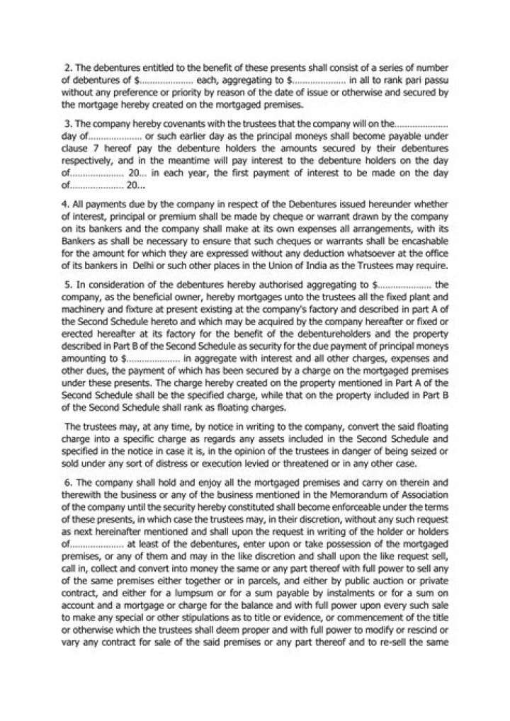 What is the purpose of a debenture Trust Deed?