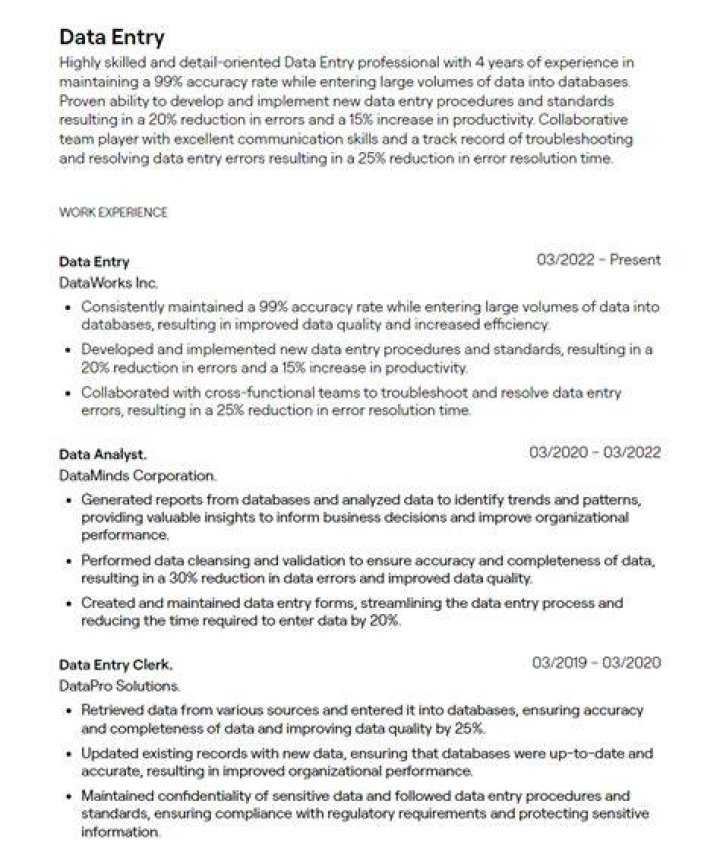 What is the qualification for data entry jobs?