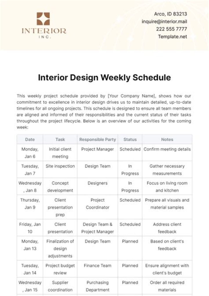 What is the schedule of an interior designer?