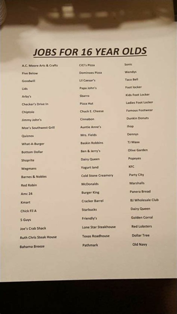 What job can I get at 16 UK?