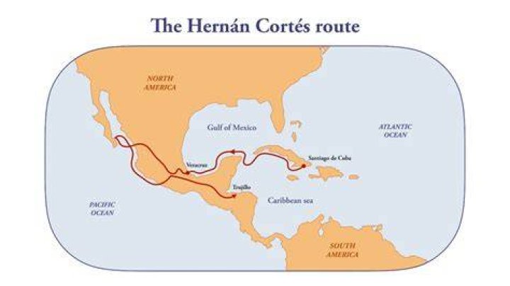 What route did Hernan Cortes travel?