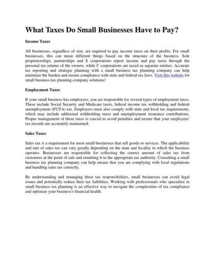 What taxes do small businesses have to pay?