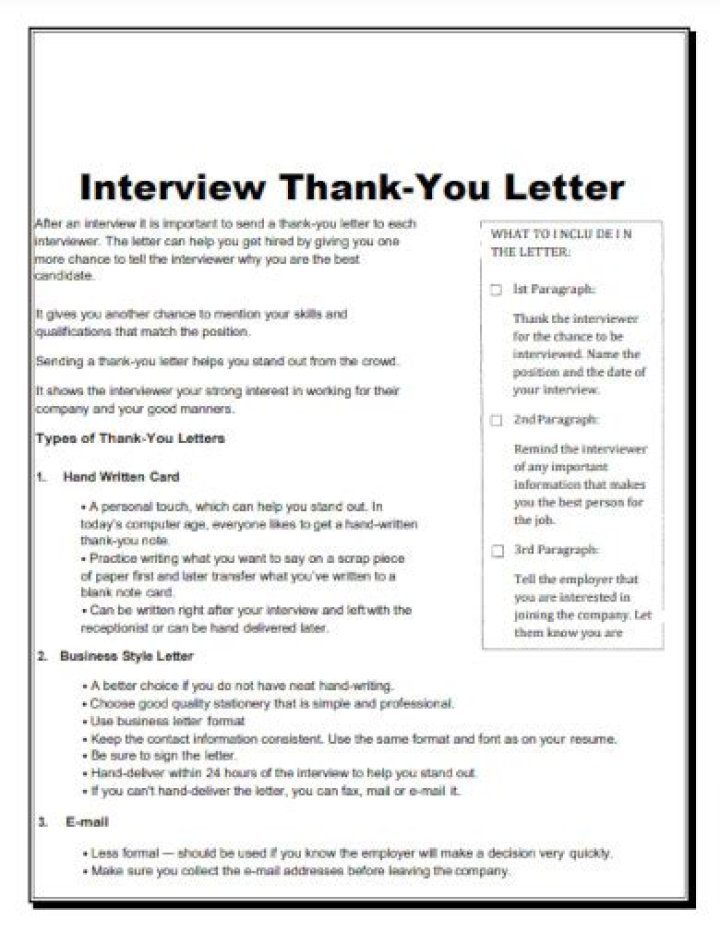 What to say in a post interview thank-you note?