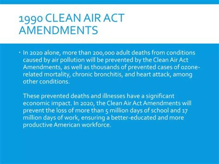 What was the major improvement to air quality contributed by the 1990 amendments to the Clean Air Act?