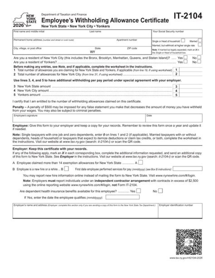 When do you need to file Form it-2104?