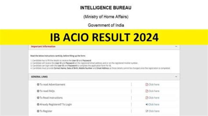 When the result of IB ACIO will be declared?