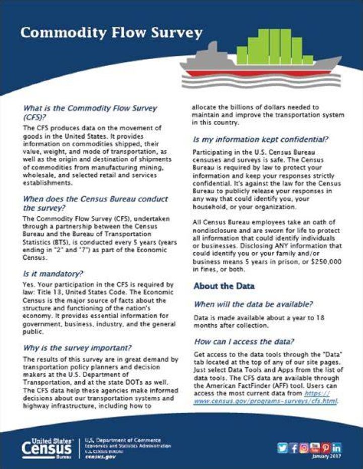 Where can results of commodity Flow surveys be obtained from?