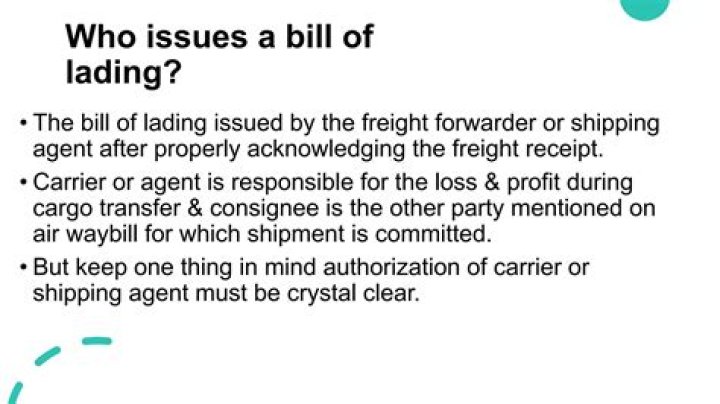 WHO issues a bill of lading?